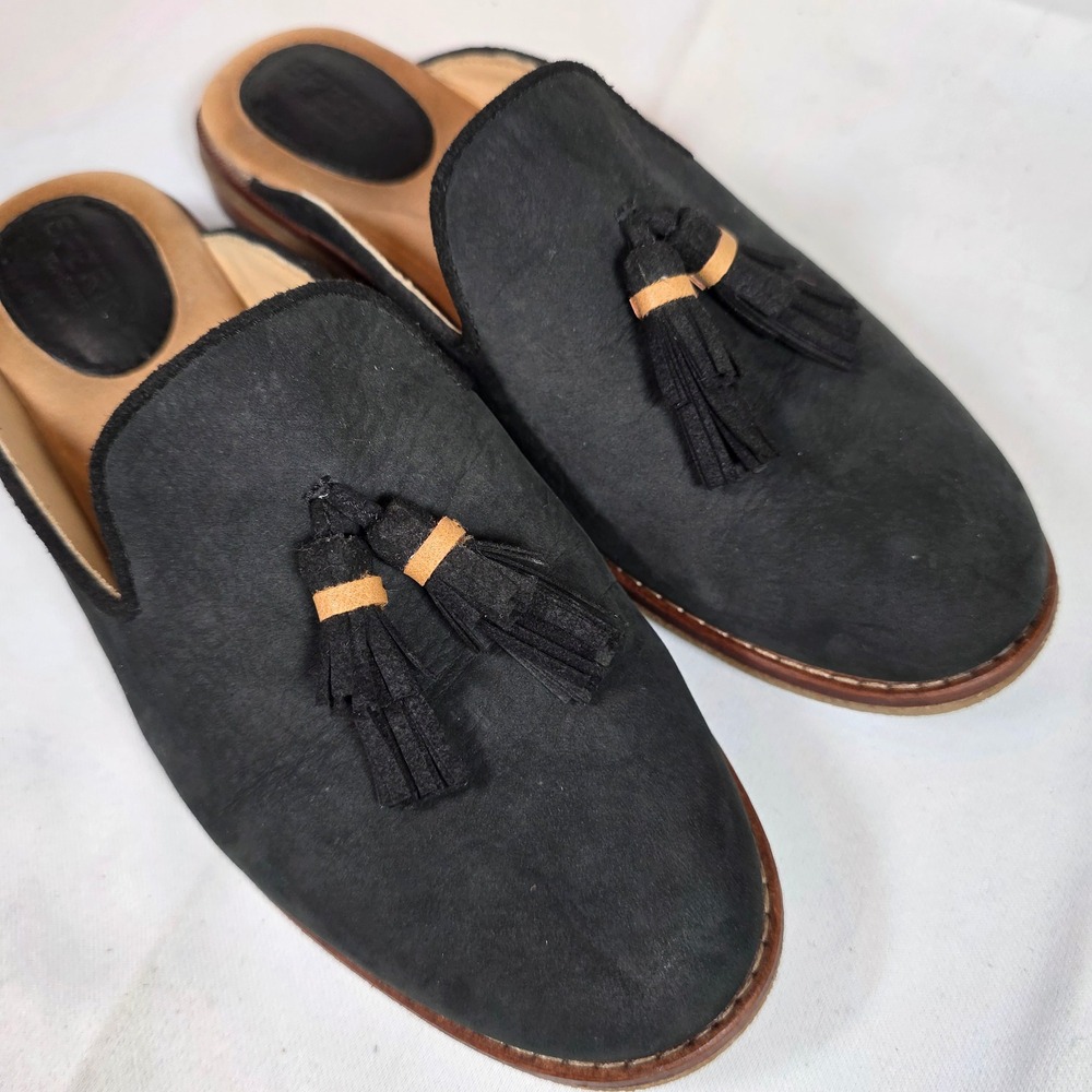 Sperry Seaport Levy Womens 7 Black Nubuck Tassel Mule Loafers Preppy Academia - Picture 4 of 6